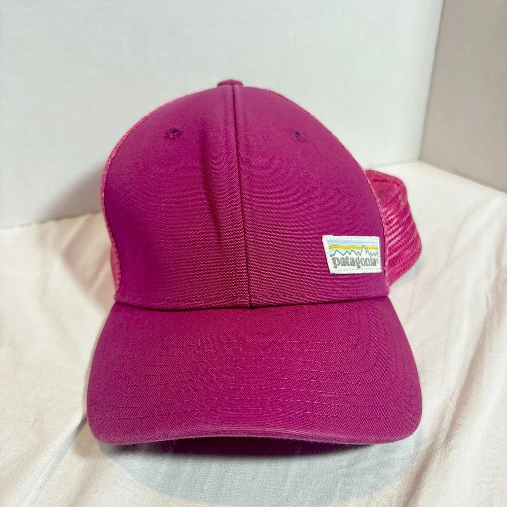 Patagonia P-6 Logo Trucker Hat LoPro Mesh Snap Back Adjustable Pink Magenta